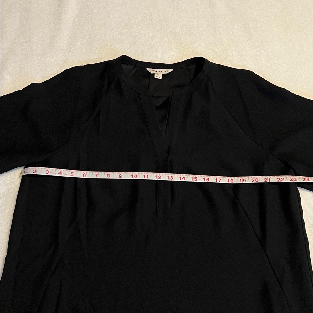 Whistles Zeta Ribbed Cuff Crepe Shift Dress Black Size 12 - Picture 8 of 15